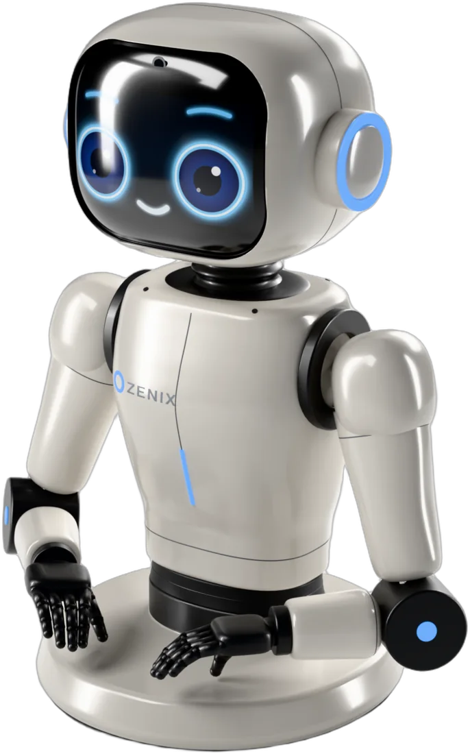 ZENIX NEO: beyaz gövdeli, mavi gözlü kompakt robot