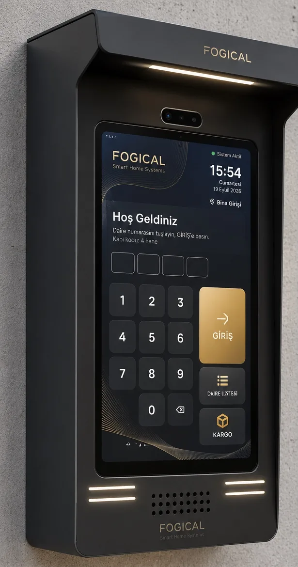 Fogical kapı paneli: kamera, ekran ve tuş takımı